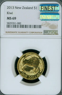 2013 NEW ZEALAND DOLLAR NGC MS69 MAC FINEST MAC SPOTLESS 2,000 MINTED - Image 1 of 2