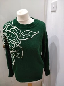 Monsoon bestickter neuer Visual Cornelli Pullover Größe Small neu grün Damen - Bild 1 von 4