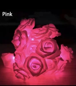 Valentine's LED Rose Flowers String Lights For Wedding Party Garden. Red 12ft - Picture 1 of 2