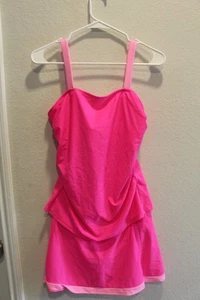 Medium two piece pink swimsuit tank top and skirt set womens swimwear bathing su - Picture 1 of 3