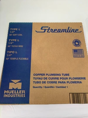MUELLER INDUSTRIES, INC. Mueller LS02060 1/4" X 60' Copper Type L Soft Coil Plumbing Water Tubing