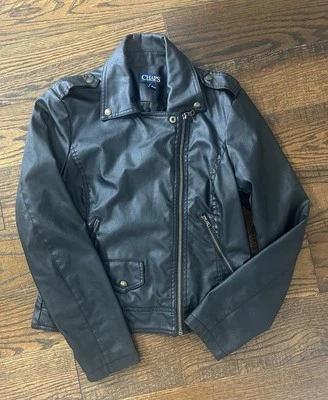 Chaqueta de moto de cuero negra para mujer CHAPS talla pequeña Foto 1 de 4