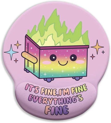 Dumpster on Fire Mouse Pad with Wrist Rest, Funny Cute Ergonomic Mouse Pads for - Image 1 of 4