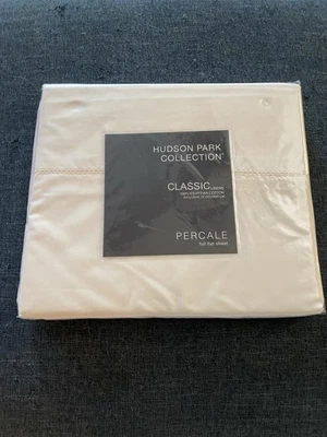 NWT Hudson Park Percale Egyptian Cotton Vanilla Sky Full Flat Sheet $130 MSRP - Image 1 of 4