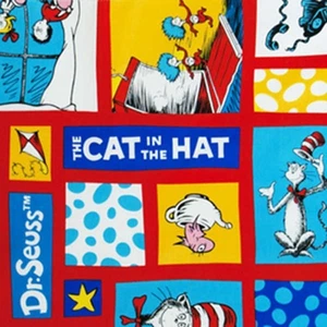 14 Inches Dr. Seuss The Cat in The Hat Patch Cotton Flannel Fabric 1/3 Yard - Picture 1 of 2