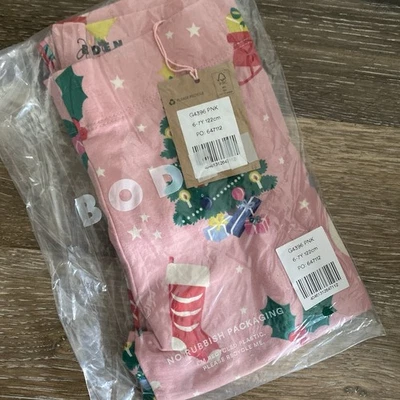 Mini Boden Rosa Navidad Leggings Talla 6-7 Acebo Medias Árbol de Navidad Nuevo Foto 1 de 4
