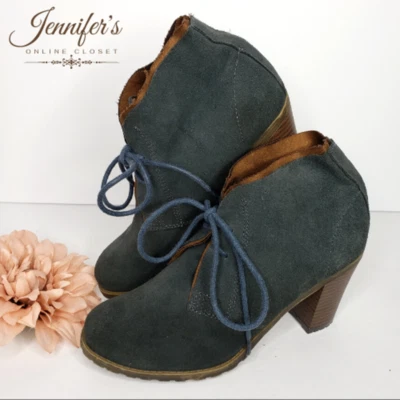 Botines de gamuza sintética talla 6,5 M de ciprés tallados con volantes para mujer talla 6,5 M Foto 1 de 4