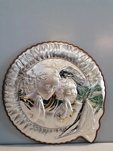 Quadro Sacro, Bomboniera Angeli in Argento Prezioso 925. 36x36 - Foto 1 di 7