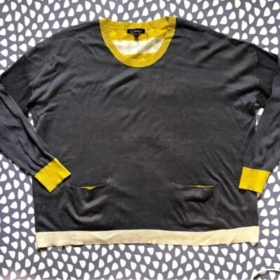 Suéter Cuadrado Cuello Redondo LS Bolsillos a Rayas Gran Tamaño M Foto 1 de 4