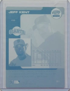 1/1 JEFF KENT 2000 PACIFIC PRINTING PLATE CARD #381 SAN FRANCISCO GIANTS 1 OF 1 - Picture 1 of 2
