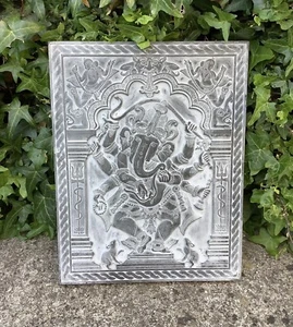 LARGE GANESHA RESIN PRINTING BLOCK ? BRASS RUBBING STYLE DECORATIVE PLAQUE - Picture 1 of 3