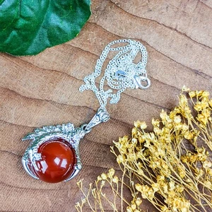 Natural Red Jasper Gem Stone Round Ball Bead Dragon Claw Crystal necklace gift - Picture 1 of 8