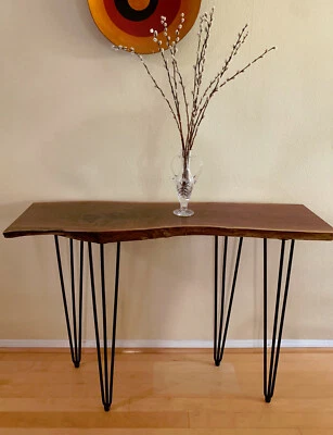 Rustic Black Walnut Live Edge Console Table (2.25 inch thick wood) - Image 1 of 4