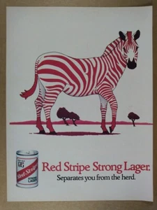 1980 Red Stripe Strong Lager cebra arte Reino Unido impresión de colección anuncio - Imagen 1 de 1