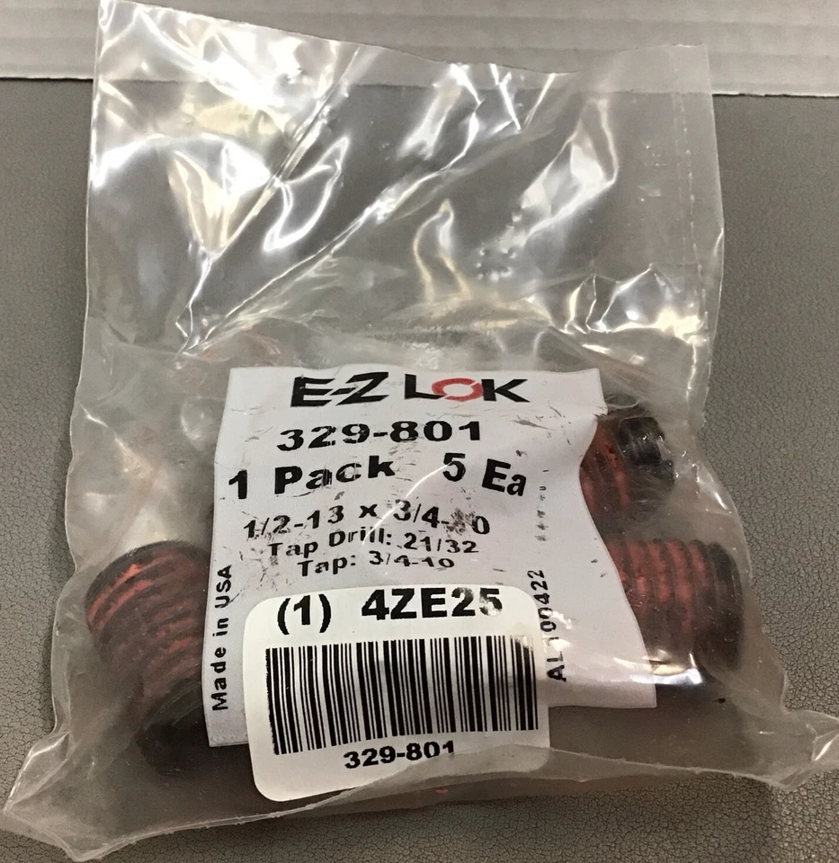 E-z Lok Externally Threaded Insert C12l14 Carbon Steel Meets AISI 12l14