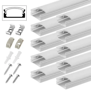 10x 1M LED Profil Aluprofil Alu Leiste Schiene Profile f LED-Streifen Eloxiert - Bild 1 von 16