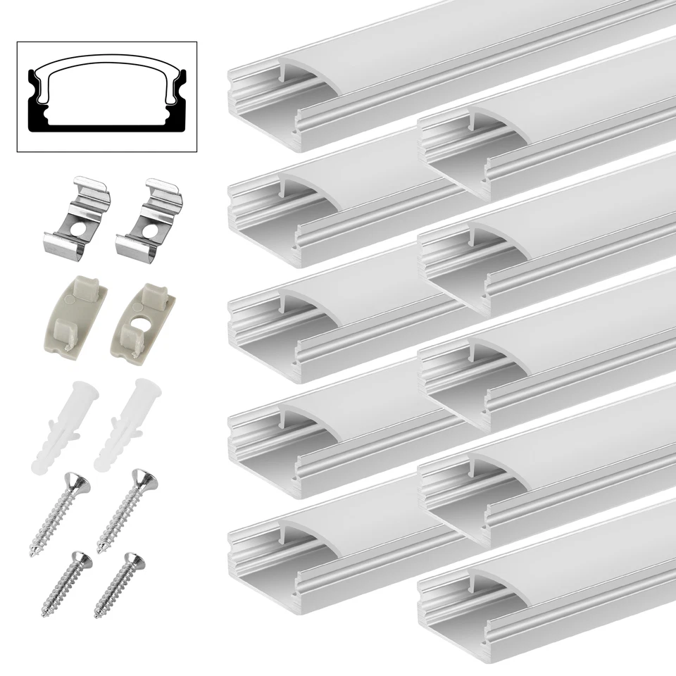 LED Profil Aluprofil Alu Schiene leiste Profile eloxiert Aufputzprofil 1m 5pack