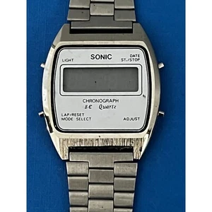 Reloj Digital Vintage Sonic Quartz LC - Reloj Pulsera Hombre, Hecho en HK - Imagen 1 de 14