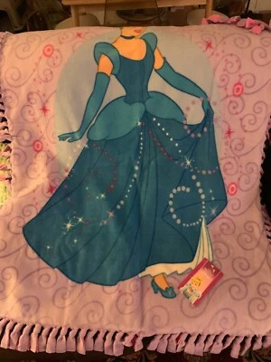 DISNEY PRINCESS CINDERELLA TIE EDGE FLEECE THROW 42x55 NOS - Image 1 of 3