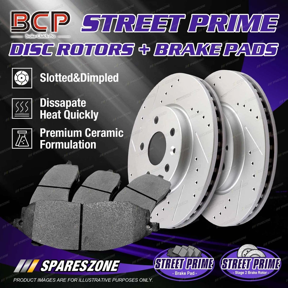 Front Slotted Disc Rotors + Ceramic Brake Pads for Audi A4 A6 1LF 1LT 2001-2008 - image 1 of 4