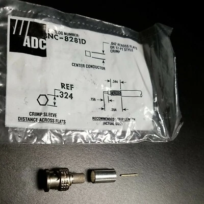 ADC BNC-8281D RF CONNECTOR COAX BNC PLUG 75 OHM (x160) - Image 1 of 2