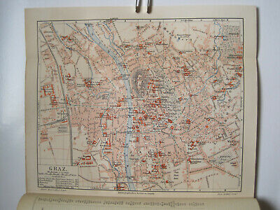 Alte Landkarte/Stadtplan  GRAZ, Österreich - Steiermark.Mit Text Um 1900         • 3.50€