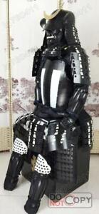 Wearable Japanese Armor Suit Rustung Samurai Iron Silk Black White O07