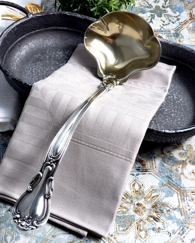 GORHAM CHANTILLY Sterling Silver Flatware LARGE Soup Ladle Partial Gilt Scallop Cover