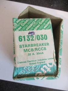 NUEVO INTERRUPTOR CIRCUITO CRABTREE SB6000 32 AMP 30mA 6132/030 DOBLE POLO RCCB. - Imagen 1 de 2