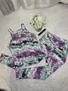 Catherine Malandrino 2 Piece SZ Small Leggings Top Activewear Set Tie Dye - Picture 1 of 6