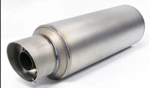 OBX MGX-SPECS TITANIUM ROUND MUFFLER WITH SLANT TIP/ INLET 2.5" - Picture 1 of 3