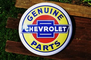Genuine Chevrolet Parts Domed Button Tin Sign - Chevy - Super Service - Bowtie - Picture 1 of 5