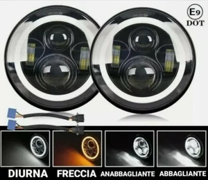 2 FARI 7" POLLICI LED H4 PER DEFENDER JEEP WRANGLER JK JL SUZUKI SAMURAI PATROL  - Imagen 1 de 5