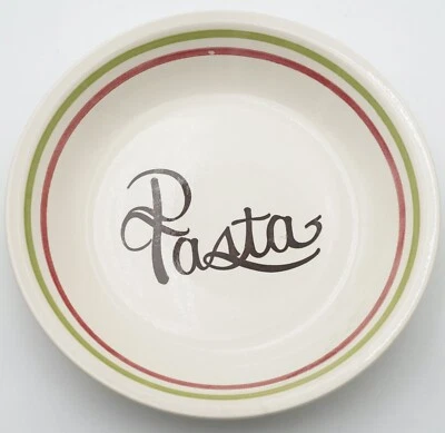 Tazón para servir pasta estilo Baldelli 11,5" pintado a mano bandas rojas y verdes EE. UU. Foto 1 de 4