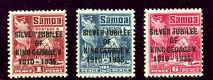Samoa 1935 KGV Silver Jubilee set complete MLH. SG 177-179. Sc 163-165. - Picture 1 of 1