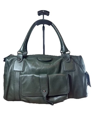 TOD’S Dark Green Pebbled Leather Bensenville Large Top Handle Tote Bag Auth - Image 1 of 4
