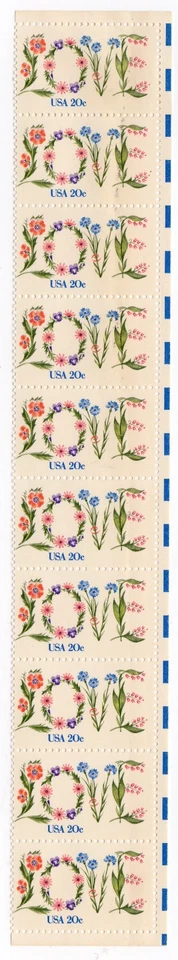 Scott #1951 Love Flowers Strip of 10 Stamps - MNH PC#7 - Image 1 of 1