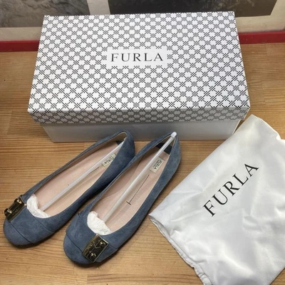 Furla Metro Polish Flats Blue Suede Women's Size EU 34 US 4 - Image 1 of 4