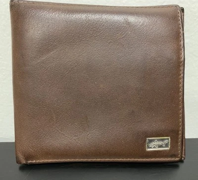 Cartera plegable vintage GREG NORMAN de cuero marrón! Sólido y limpio Foto 1 de 4