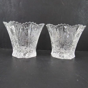 Vintage Studio Nova Clear Cut Glass Votive Tea Light Candle Holder Set of 2 - Picture 1 of 8