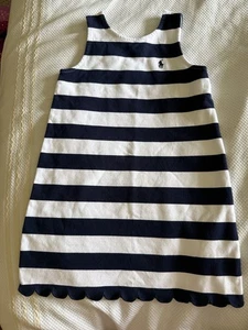 Polo Ralph Lauren Children’s Dress Girls Size M (8-10) Navy Blue Stripes Cotton - Picture 1 of 3