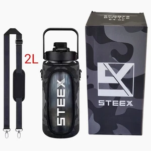 2L Water Bottle with Sleeve Shoulder Strap and Straw Reusable Fitness Bottle - Picture 1 of 9