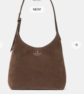 🔥NUEVO CON ETIQUETAS KATE SPADE 454 Gamuza Pequeño Bolso de Hombro Chocolate RP $349 Foto 1 de 3