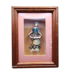 Antique multi-layer shadow box female flower Victorian glass 8 3/4" x 6 3/4" - Picture 1 of 7