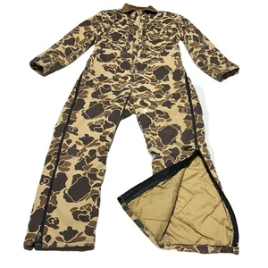 Vtg Walls Blizzard Pruf Coveralls Mens L Large Short Duck Camo Outdoor USA Made - Picture 1 of 18