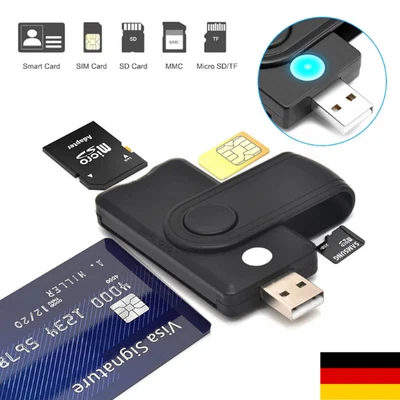 SIM Kartenleser Personalausweis Lesegerät Smart Card Reader USB Chipkartenleser - Bild 1 von 4