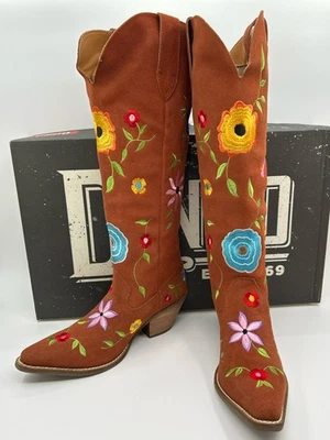 Botas occidentales altas de gamuza Flower Power DINGO NUEVAS EN CAJA TALLA 8,5 M ÓXIDO para mujer vaquera altas Foto 1 de 4