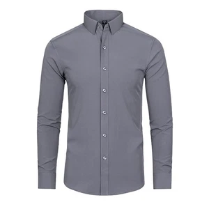 Camisa Para Hombre Algodón Lino Informal Camisas Ajustadas Manga Larga Con Botones Prendas para el torso Blusa - Imagen 1 de 17