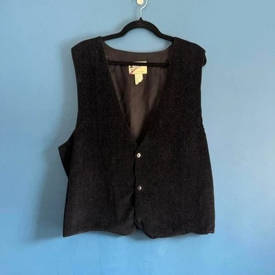 Chaleco Pana Negro Vintage Años 90 Para Hombre Talla XL Actitudes Hecho en EE. UU. Botón Retro Foto 1 de 4