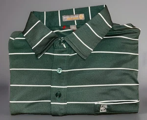 Camisa Polo Peter Millar Para Hombre Talla L Verano Confort Verde Rayas Manga Corta - Imagen 1 de 9